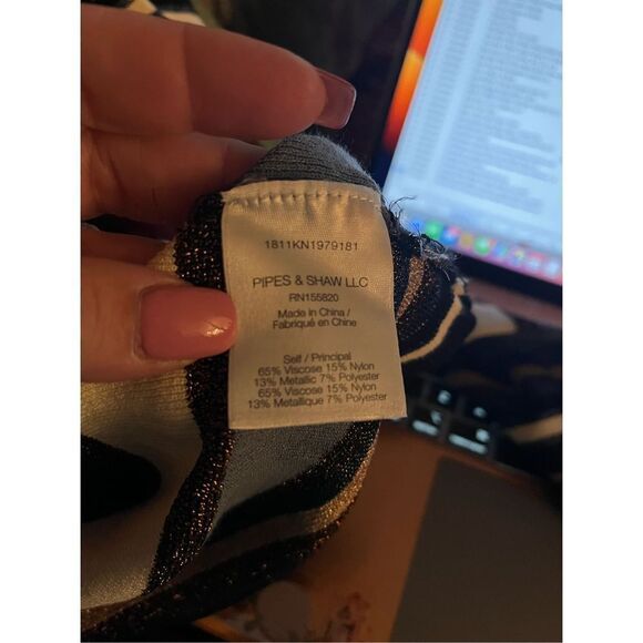 Veronica Beard Palmas Striped Metallic Sweater sz L EUC - Picture 6 of 6